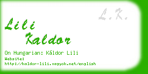 lili kaldor business card