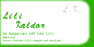 lili kaldor business card